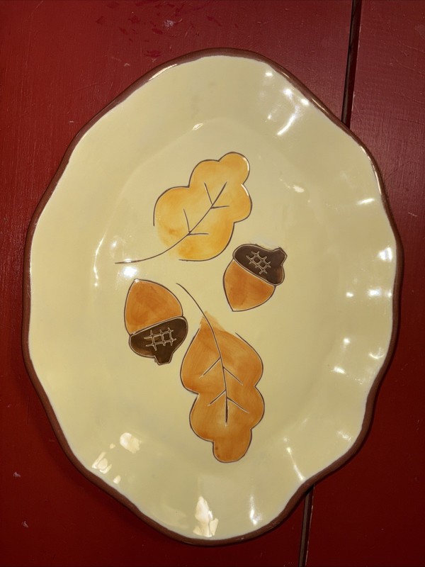 Vintage Y2K Russ Berrie UK Fall Leaves Acorn Serving Platter