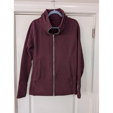 Lululemon Radiant Jacket Burgundy Cowl Neck Full Zip Women's Size 12 Athleisure