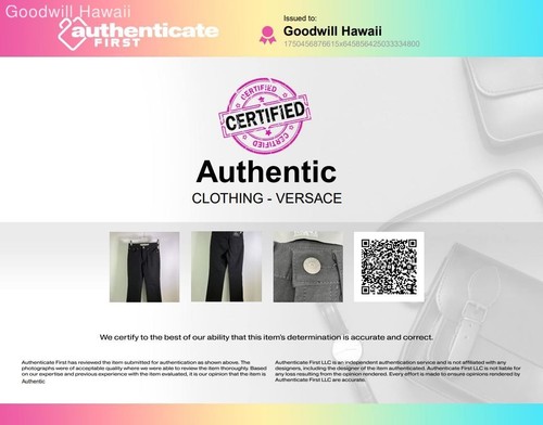 VERSACE Black Bottom Button Nylon Pants w/ COA Teen - Size 24 - Picture 9 of 9