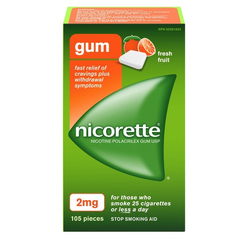 Nicorette Nicotine Gum, Quit Smoking Aid, 2mg, 105 Pcs - Fresh Fruit
