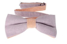 Men  s Lavender Linen Bow Tie Pre-Tied Adjustable with Peach Center Formal Weddin