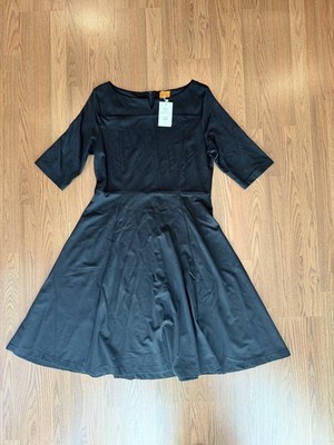 Mary Crafts Womens 4 Midi Dress 3/4 Sleeve Black Round Neck DR546C size 16