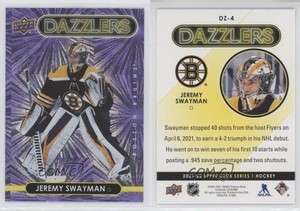 2021-22 Upper Deck Series 1 Dazzlers Purple Jeremy Swayman #DZ-4 Rookie RC