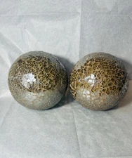 Mosaic Glass Decorative Sphere Balls Clear, Brown, Beige Home Decor