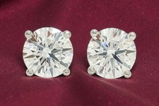 IGI Certified 2.00 Ct F/VS1 Lab Grown Diamond Stud Earrings 14K WHITE Gold Screw