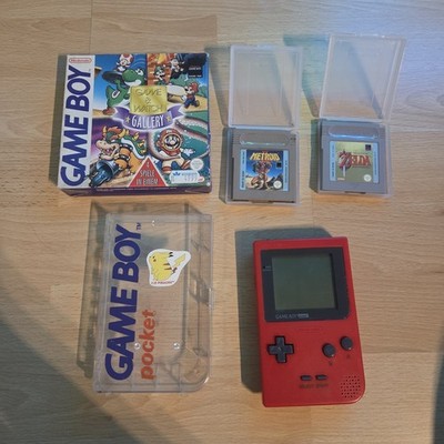 GameBoy Spiele Set: Gameboy Pocke + Metroid 2 + Zelda Gold + Game&Watch Gallery 