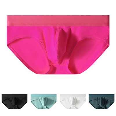 Herren Niedrige Taille Elastisch Eis Seide Slips Unterwäsche Weich Beutel Höschen Atmungsaktiv