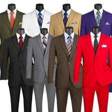 Lucci by Vinci Men's Regular Fit 2-Piece Solid Color Suit