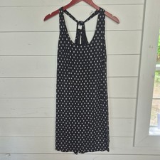 Old Navy Black Sleeveless Midi Dress With White Diamond Print & Back Tie Detail