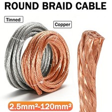Round Copper/Tinned plated Braid Cable Copper Braid Wire Ground Lead 2.5-120mm 