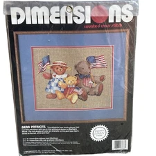 Dimensions 1990 "Bear Patriots"  Counted Cross Stitch Kit  Barbara Mock