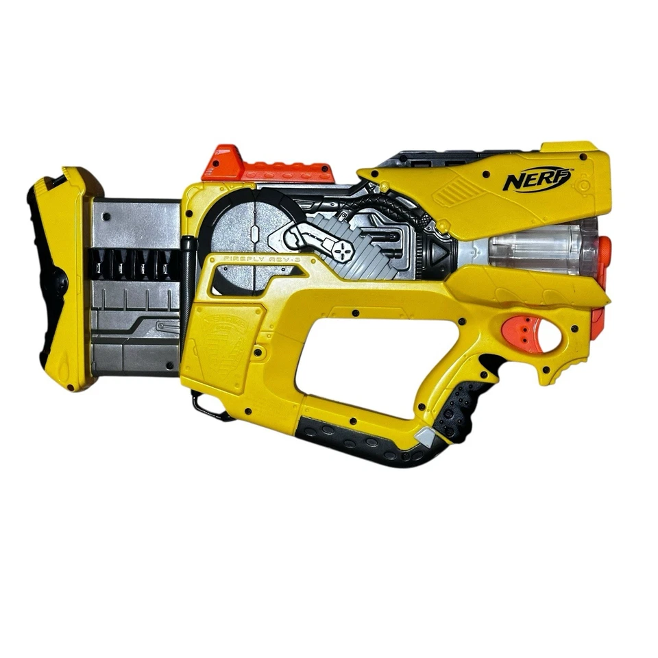 Nerf N-Strike Firefly REV-6 Dart Blaster Amarillo Negro 2005 De colección Funcionando Foto 2 de 4