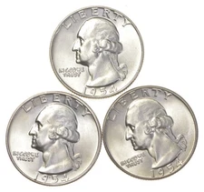 Choice Unc 1954 P D S Washington Quarter Gem BU Collection Lot Set