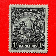 Barbados Stamp, 1925 Seal Of Colony 1s Black/Emerald. SG# 237. MVLH.