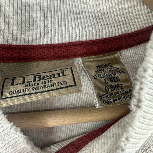 LL Bean Waffle Knit Henley Shirt Mens Large Beige Vintage Five Button - Picture 4 of 10