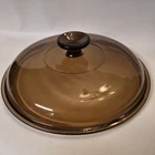 Pyrex Visions  Lid Amber Brown 10 1/2" Glass Round Replacement Corning Ware 11