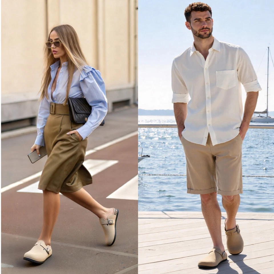 Clogs for Women Men Cork Footbed Sandals Soft Mules Potato Four Season Shoes - Image 2 of 4