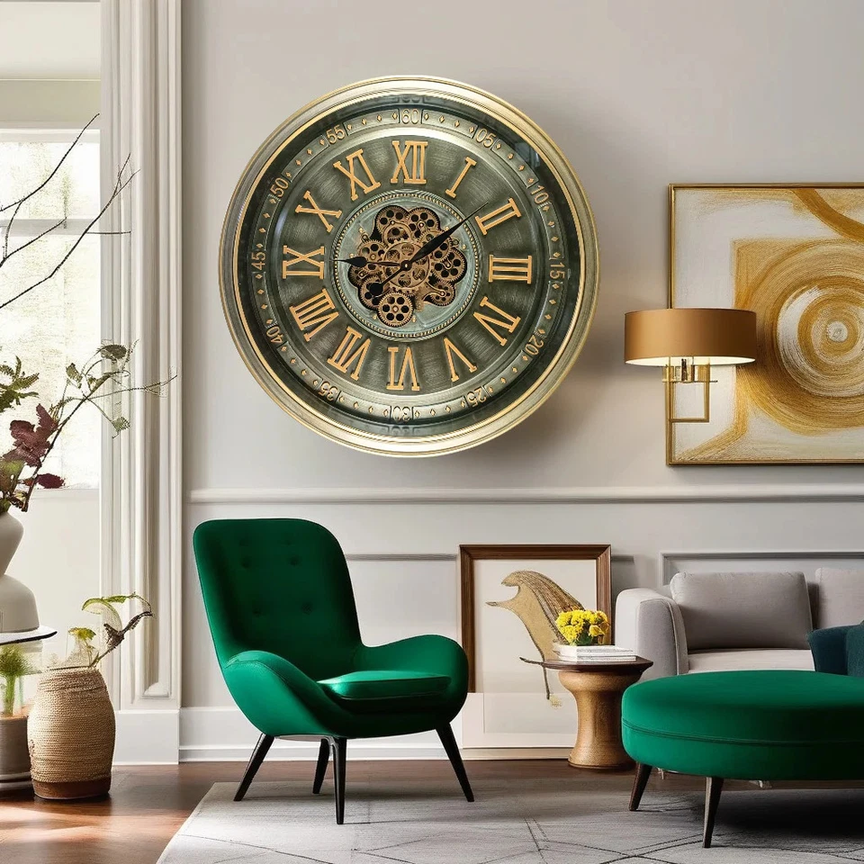 The Gears Reloj IRELAND LINE RELOJ DE PARED REDONDO 32 PULGADAS "CORCHO" LATÓN-ANTIGUO Foto 3 de 4