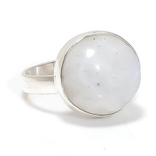 Rainbow Moonstone Gemstone 925 Sterling Silver Jewelry Ring Size Adjustable F115