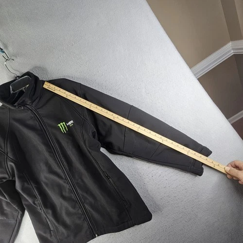 Monster Energy Jacket Mens Large Black Softshell Full Zip Embroidered Logo image 11