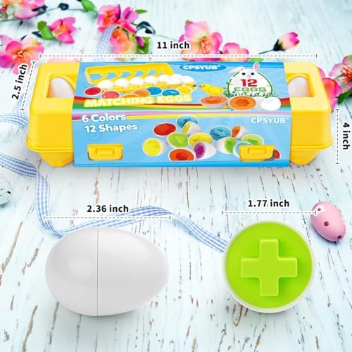 CPSYUB Matching Eggs Toys Color & Shape Recognition Sorter Puzzle, Montessori - Picture 3 of 7