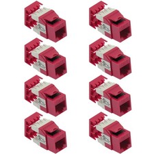 8 Pcs Cat6 RJ45 Ethernet LAN Network Keystone Jack 180 Degree 110 Punch Down Red