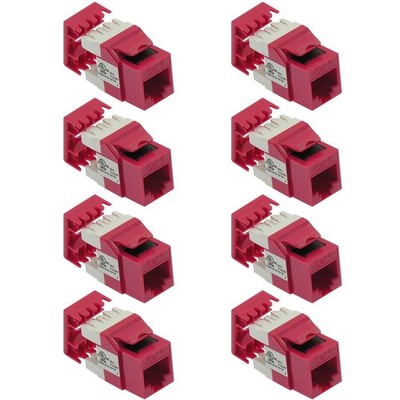 8 Pcs Cat6 RJ45 Ethernet LAN Network Keystone Jack 180 Degree 110 Punch Down Red