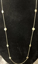 Charming Charlie Gold Tone Station Style Necklace Hammered Round & Oval 36”