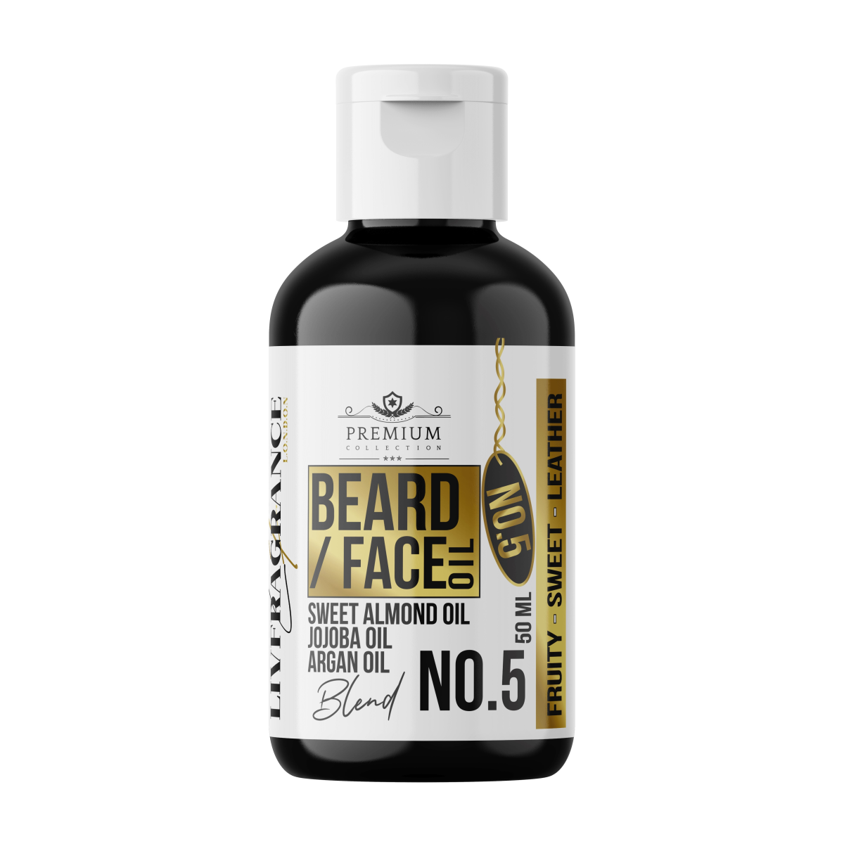 LIVFRAGRANCE Beard & Face Oil Blend No.5 50ml Fruity, Sweet, Leather Scented Oil