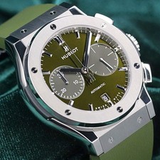 Classic Fusion Chronograph 45mm Green Sunray Dial Rubber MINT SET 521.NX.8970.LR