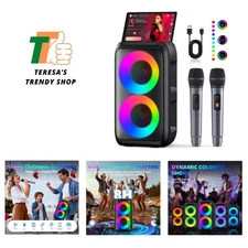 Bluetooth Karaoke Machine with 2 Wireless Microphones - 8-Hour Power Party Fun