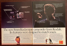 1985 Kodak 8mm Kodavision Camcorder Vintage 2-Page Print Ad
