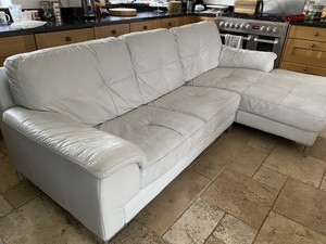 DFS White Leather Right hand Corner sofa | eBay