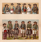 French Shepherd Costume - Pyrenees Rural Dress 1888 Antique Chromolithograph