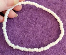 Anklet Bright White Bead Beaded - Beauty Energy Life Breath Fun & Unique 11 1/2"