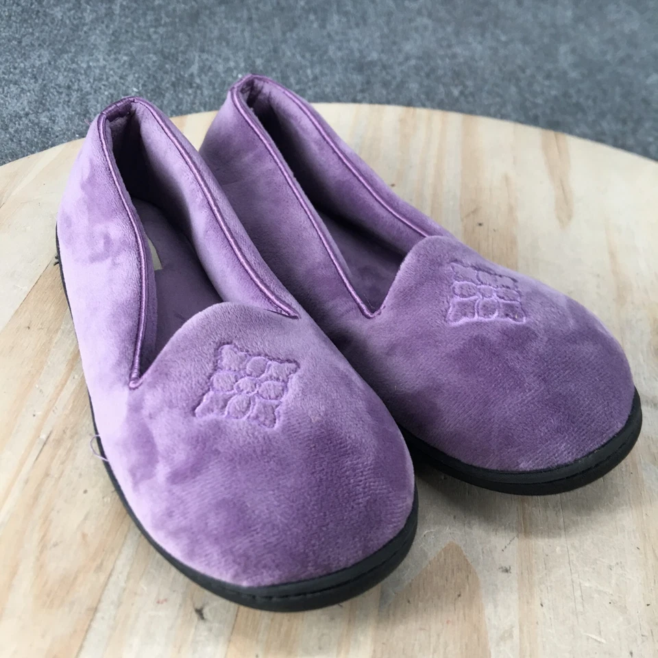 Dearfoams Shoes Womens 9-10 Slip On Purple Faux Fur Round Toe Casual Comfort - Image 3 of 4
