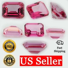 Loose Emerald Cut Genuine Natural Pink Topaz Stone Single Birthstone Shape
