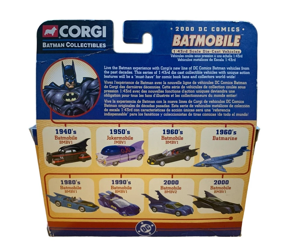 2000 Batman Die-Cast Batmobile 1:43 Scale CORGI 77302 DC Comics BMBV1 NEW! - Image 2 of 2