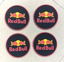 4pcs Red Bull coasters drip mat bar mat spill mat bar runner & beer coasters