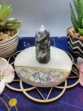 48 Gram Green Moss Agate Stone Point Crystal Specimen