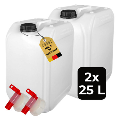 ABACUS  2X 25 Liter Wasserkanister Natur Chemiekanister Auslaufhahn und Deckel