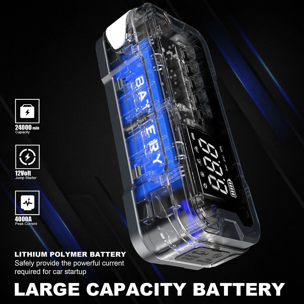 4000A Power Bank Jump Starter with Air Compressor and Emergency Battery Charger