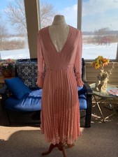 NWT! Asos pink lace pleated midi dress size 4