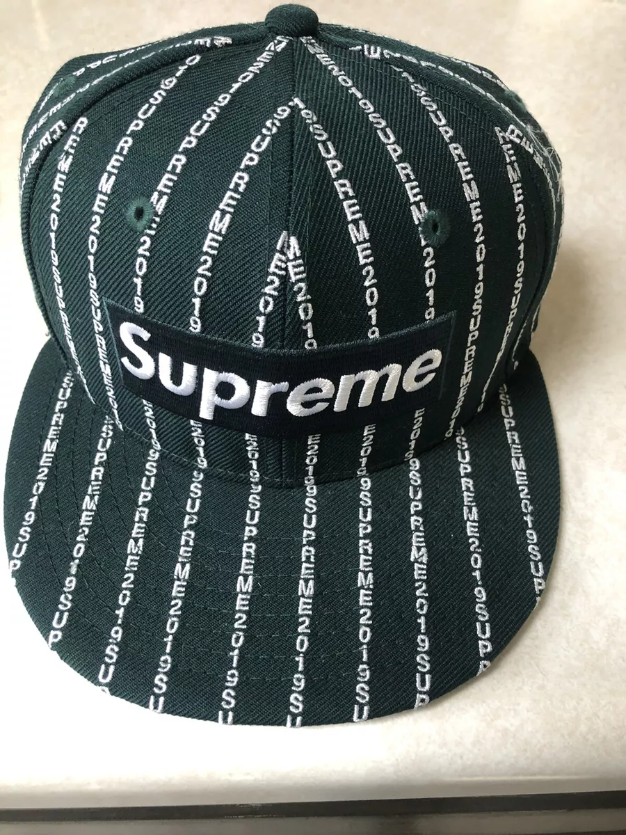 supreme dark green text stripe new era cap | eBay