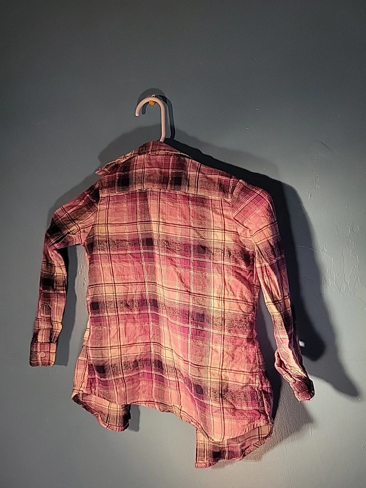 Faded Glory девочек фиолетовый отлива клетку рубашка с длинным рукавом размер XS (4-5) - Изображение 3 из 3