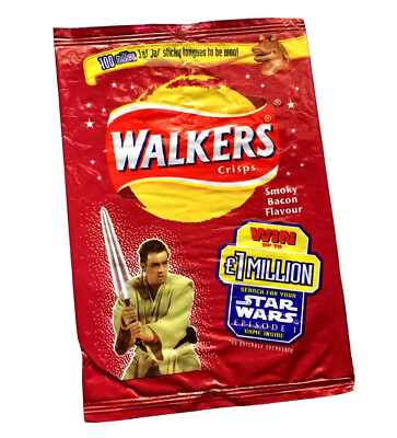 Vtg Snack Bag 1999 Promo Ad Star Wars Walkers Crisps Movie Leicestershire UK