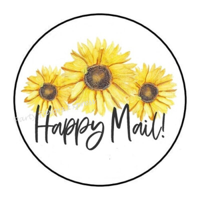 HAPPY MAIL SUNFLOWER ENVELOPE SEALS LABELS PARTY FAVORS STICKERS