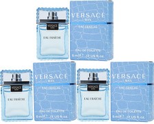 3pc Mini Versace Man Eau Fraiche Eau de Toilette 5ml/0.17oz Splash Bottle, NEW 