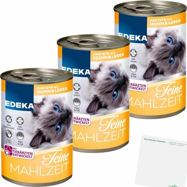 Edeka Katze Feine Mahlzeit Pastete Mit Huhn Und Leber 3X400G Dose Usy Block-image