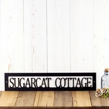 Hanging Personalized Cottage Villa Name Metal Sign, Custom Cabin Plaque